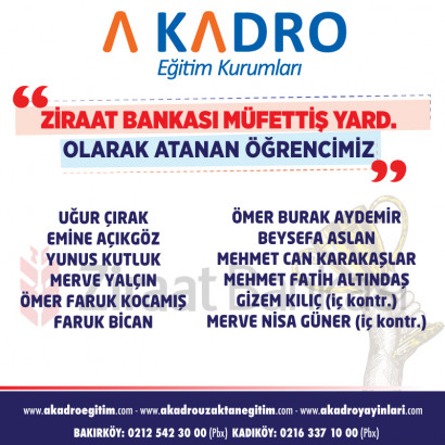 ZİRAAT MÜFETTİŞ YARDIMCILIĞI 
