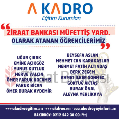 ZİRAAT MÜFETTİŞ YARDIMCILIĞI 