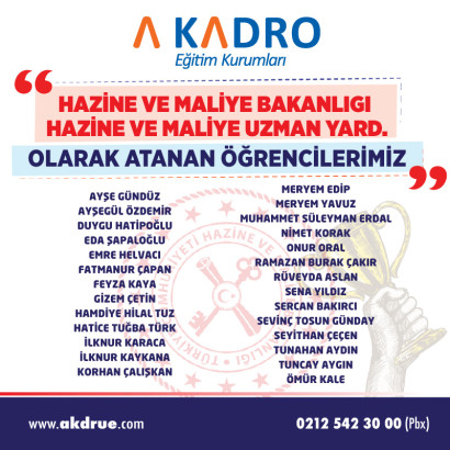 HAZİNE VE MALİYE UZMAN YARDIMCILIĞI