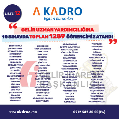  GELİR UZMAN YARDIMCILIGI 12