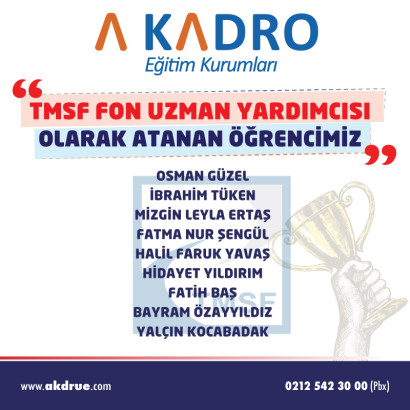  TMSF UZMAN YARDIMCILIĞI