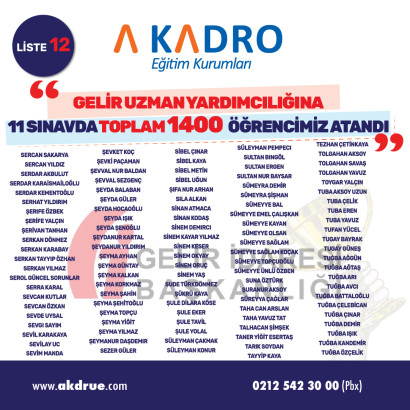  GELİR UZMAN YARDIMCILIGI 12