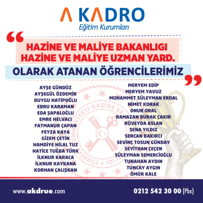 HAZİNE VE MALİYE UZMAN YARDIMCILIĞI