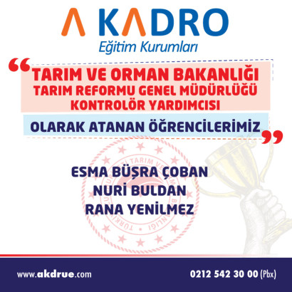 TARIM VE ORMAN BAKANLIĞI Tarım Reformu Genel Müdürlüğü KONTROLÖR YARDIMCISI